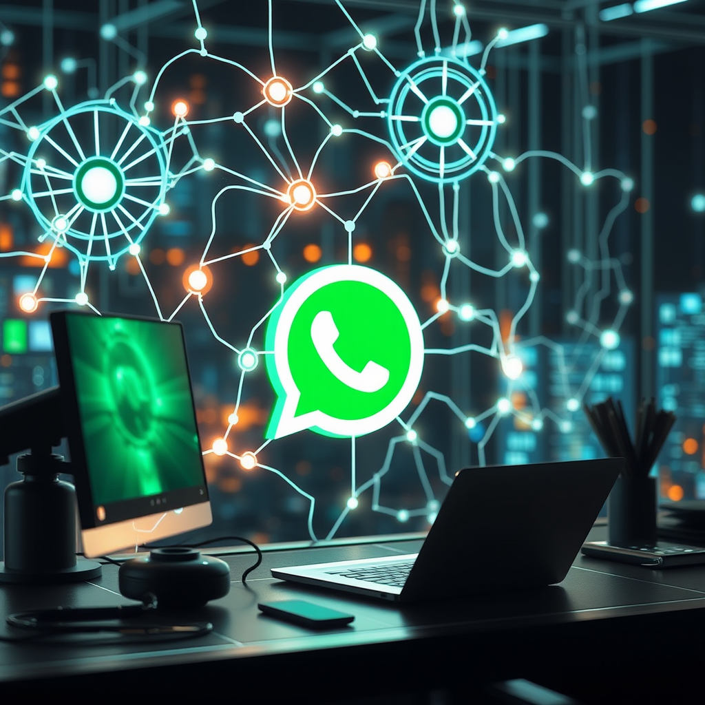 Ilustração de atendimento automatizado no WhatsApp
