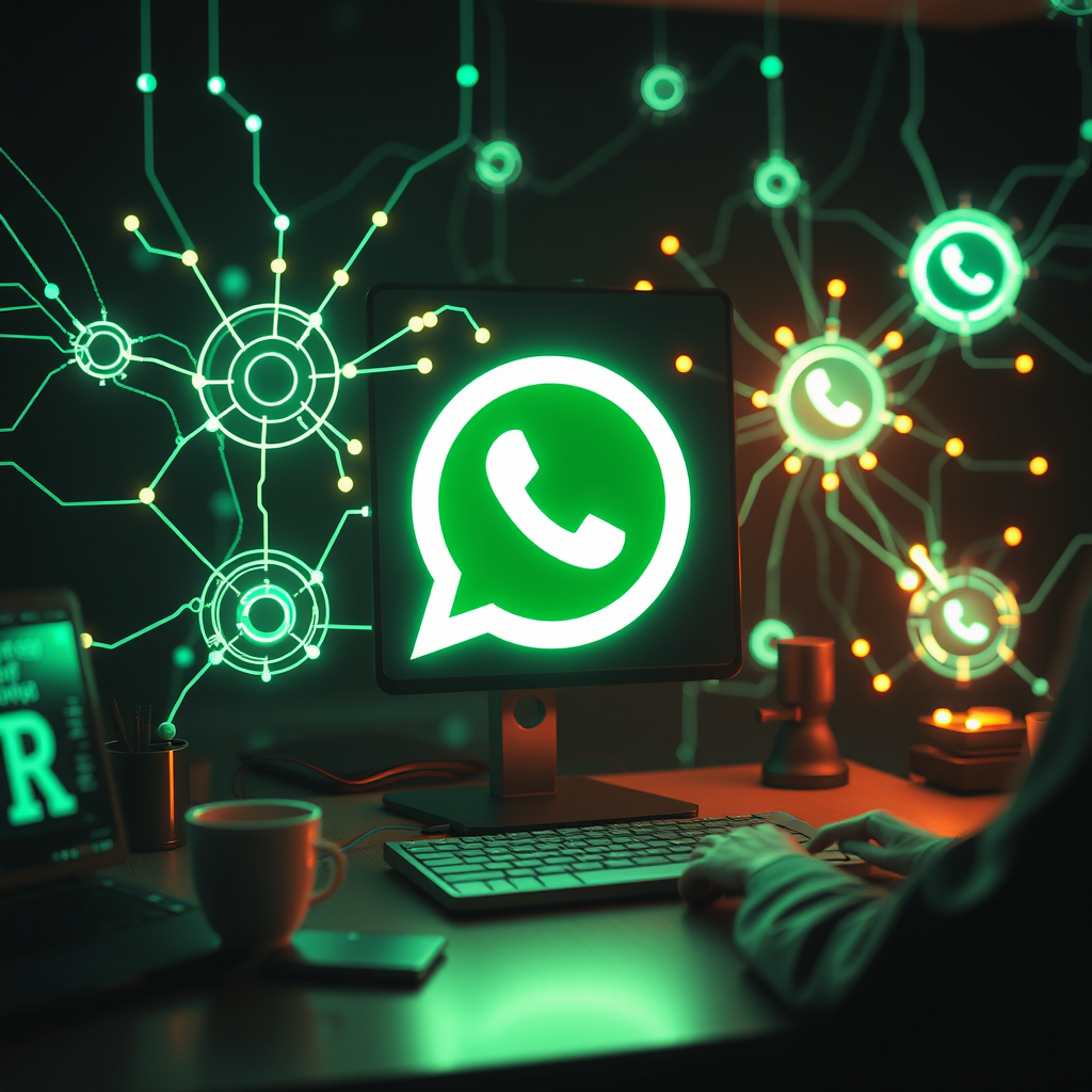 Ilustração de IA e WhatsApp revolucionando o atendimento